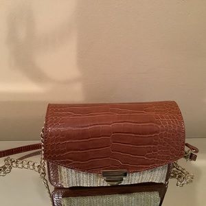 NWOT JustFab cognac and natural crossbody bag